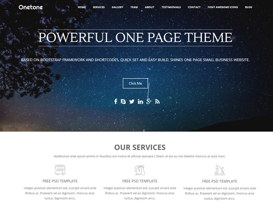 onetone website example screenshot