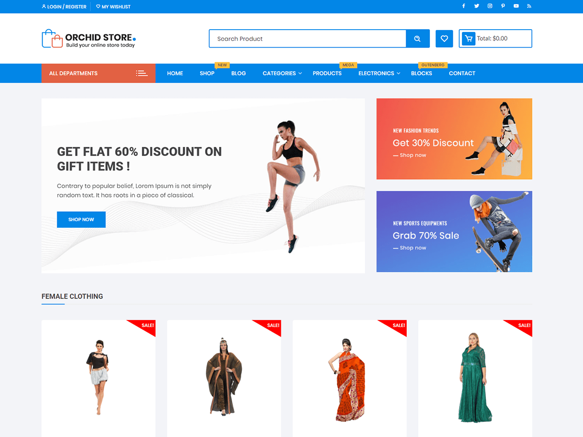Orchid Store website example screenshot