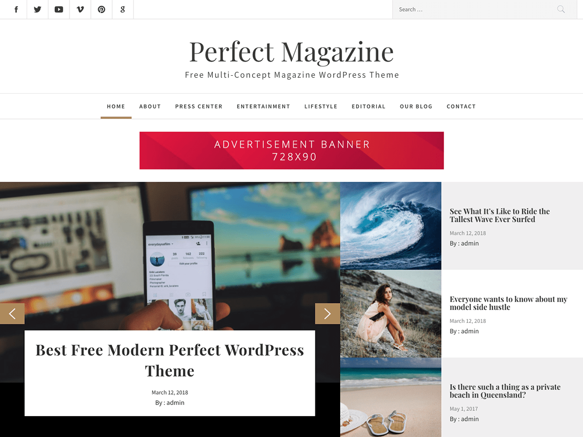 perfect-magazine theme websites examples