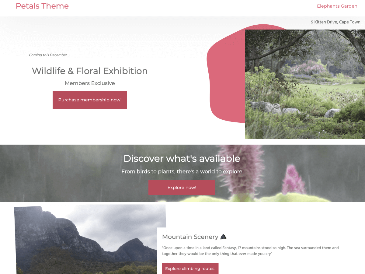petals theme websites examples