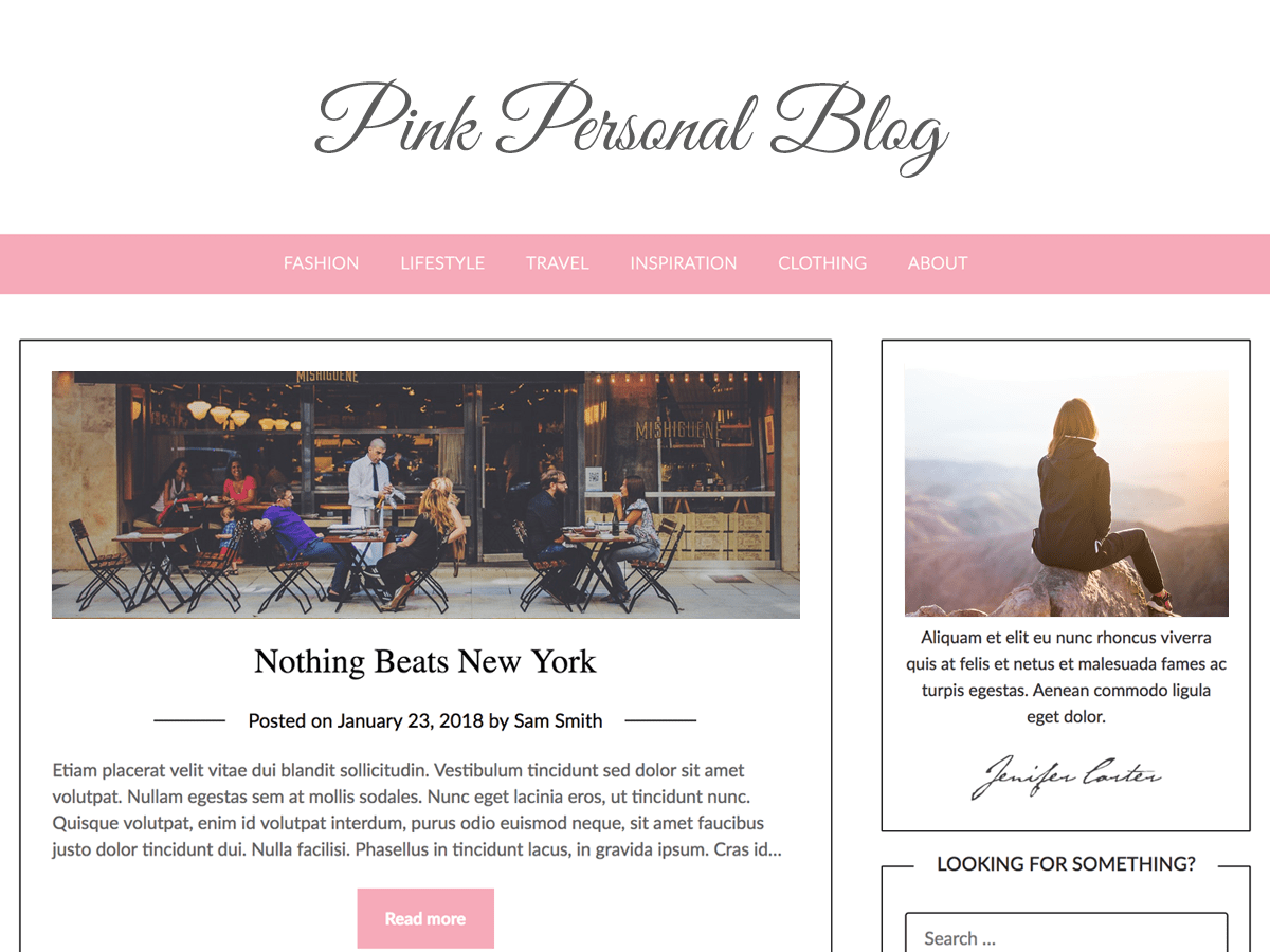 pink-personal-blogily theme websites examples