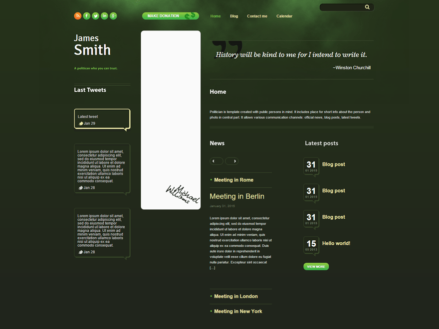 Politician website example screenshot