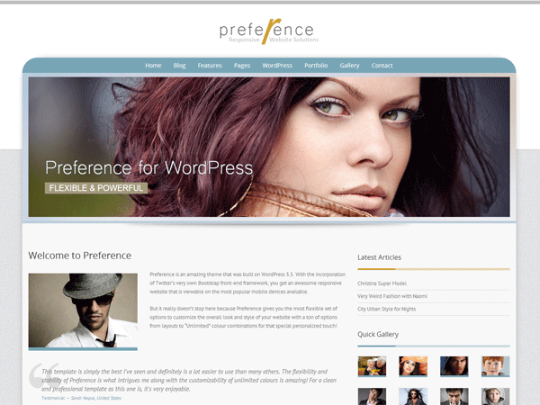 preference theme websites examples