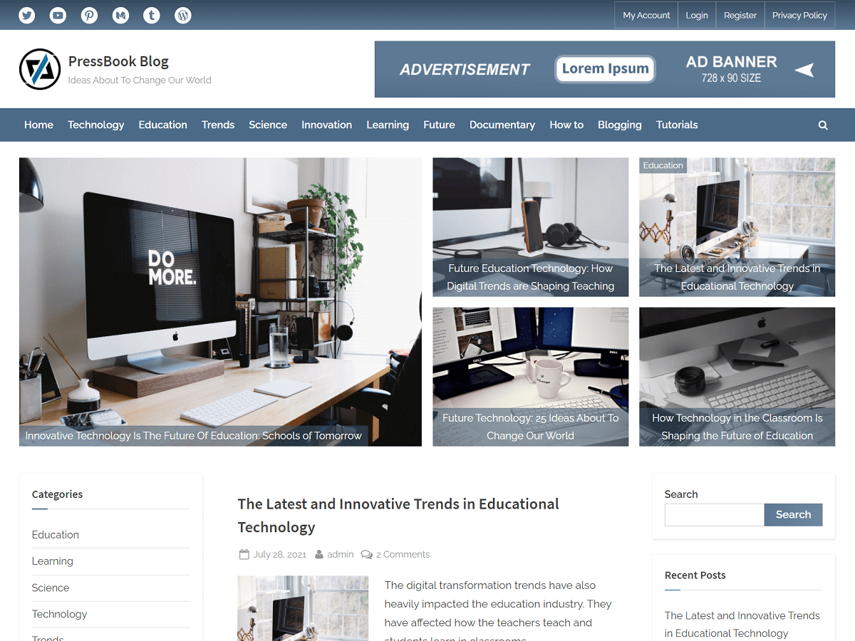 pressbook-blog theme websites examples