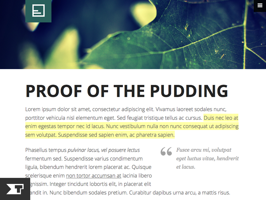 proof theme websites examples