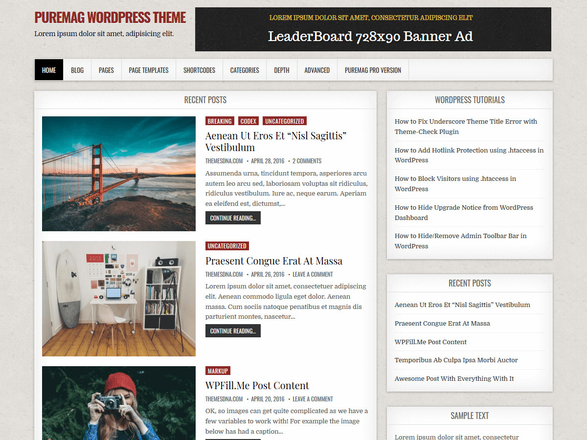 puremag theme websites examples