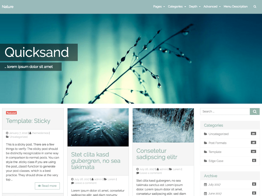 quicksand theme websites examples