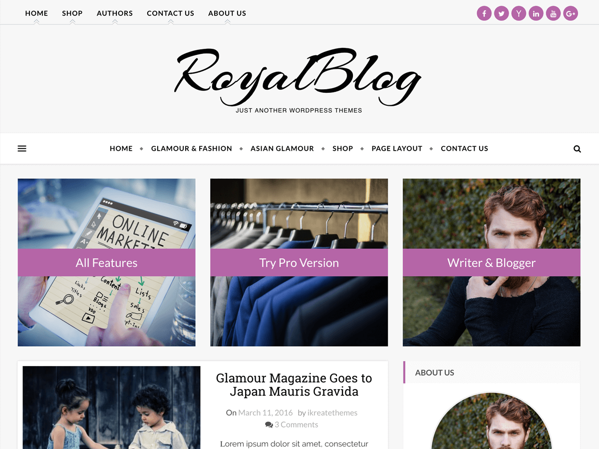 royal-blog theme websites examples