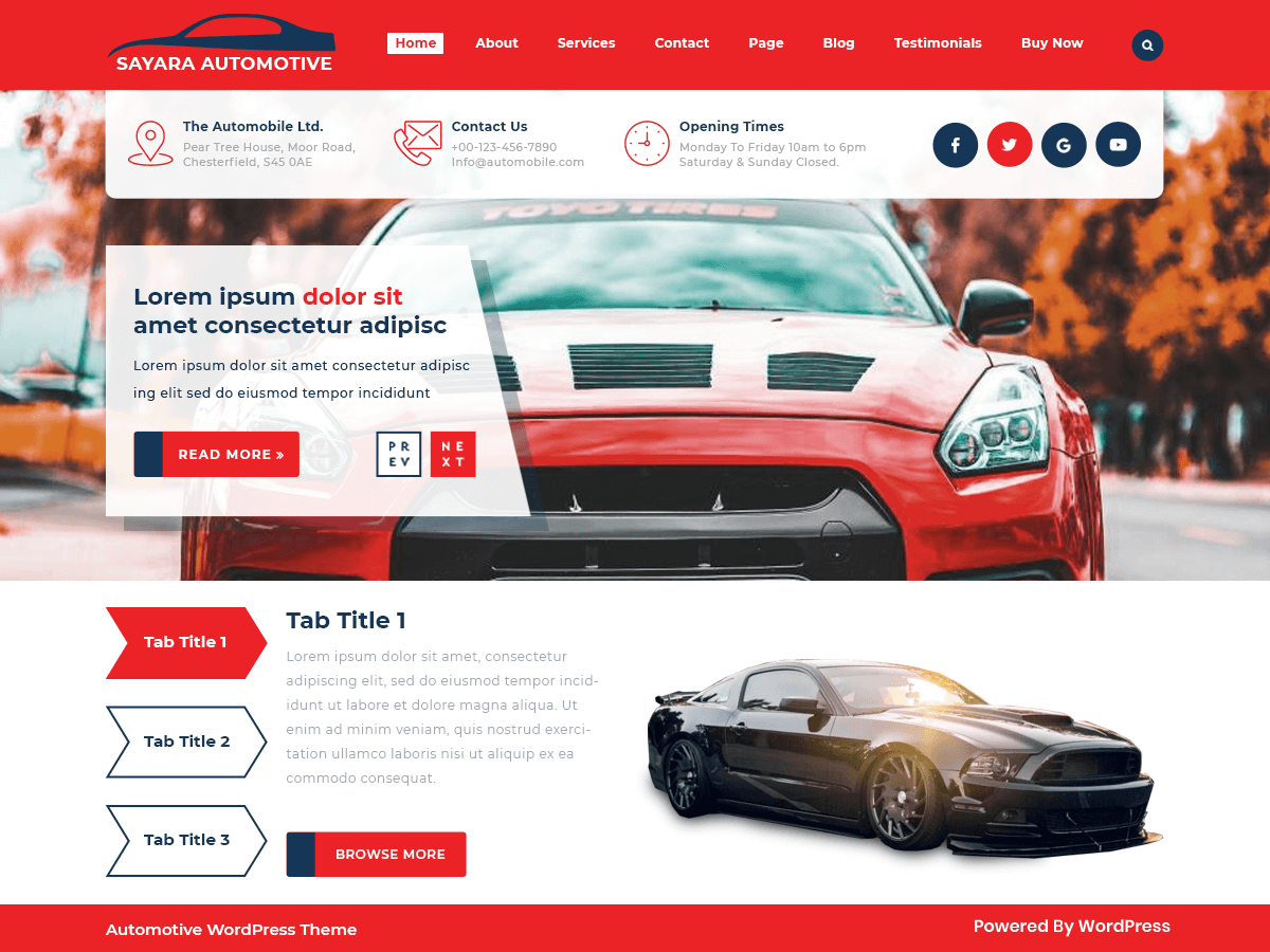 sayara-automotive theme websites examples