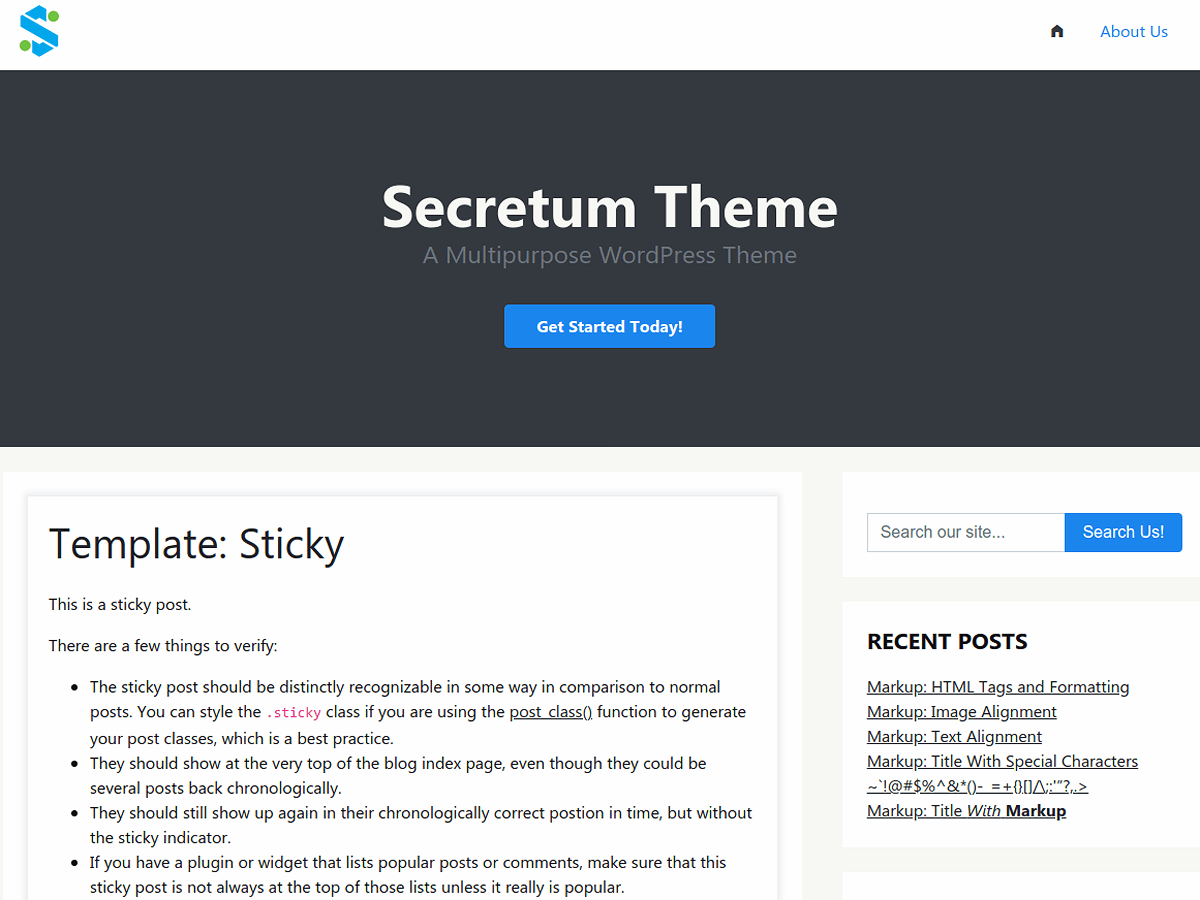 secretum theme websites examples