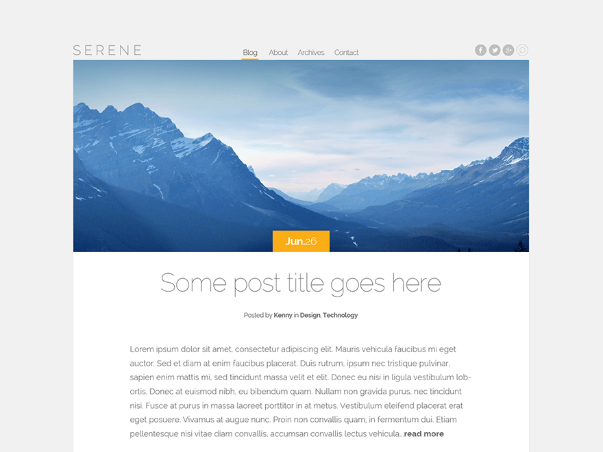 Serene website example screenshot