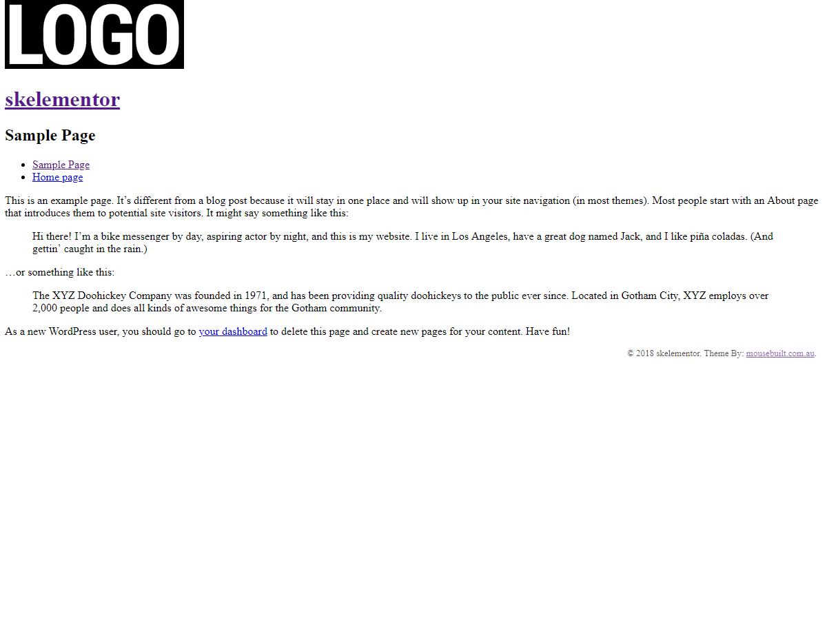 Skelementor website example screenshot