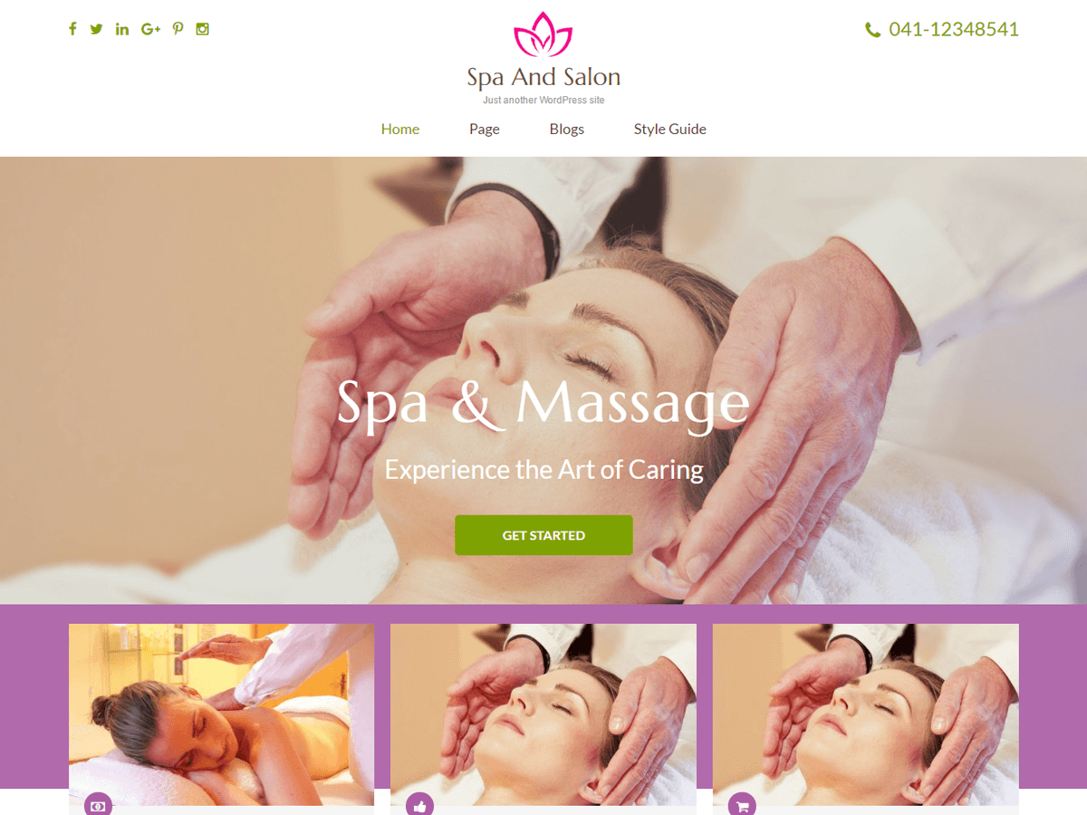 Spa and Salon website example screenshot