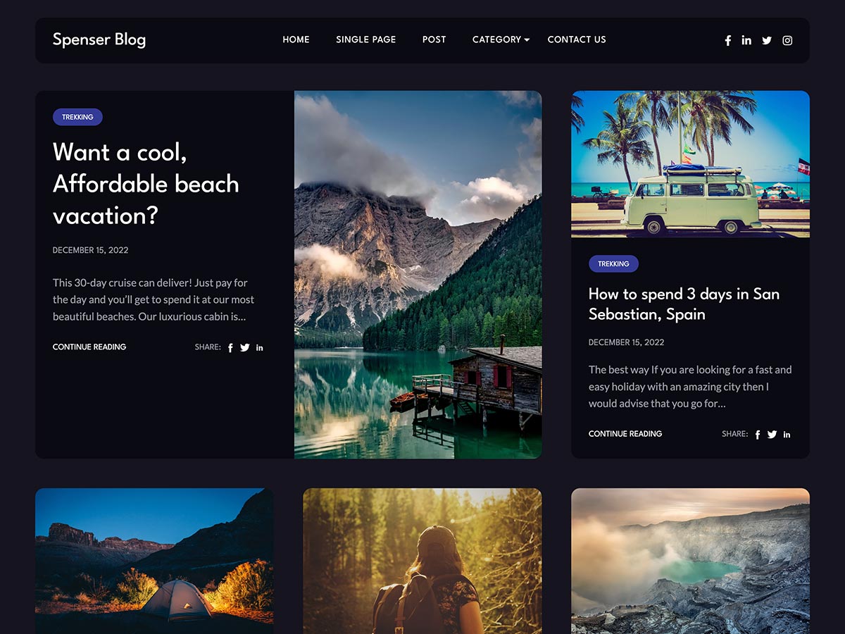 spenser-blog theme websites examples