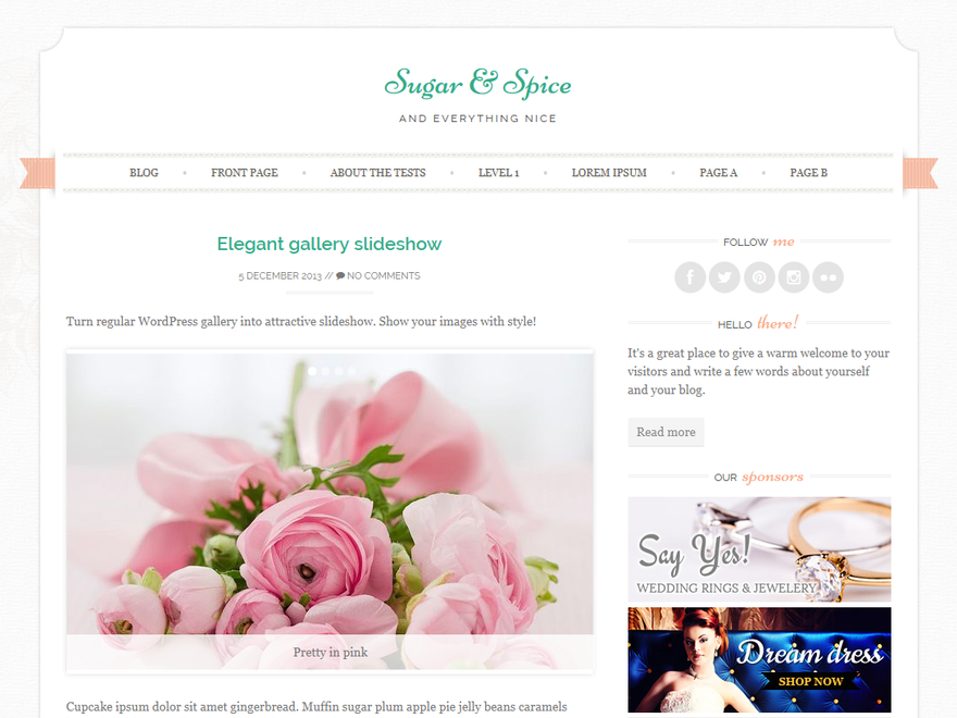 Sugar and Spice website example screenshot