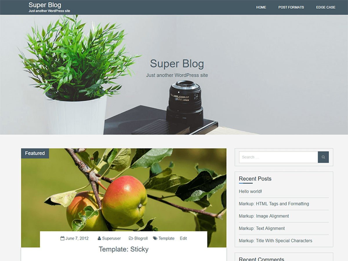 Super Blog website example screenshot