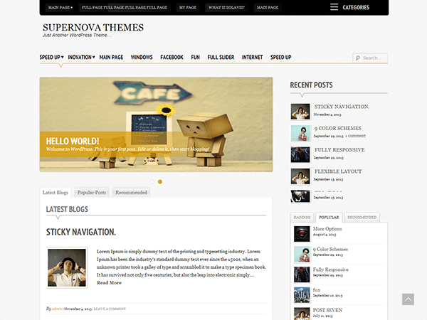 Supernova website example screenshot