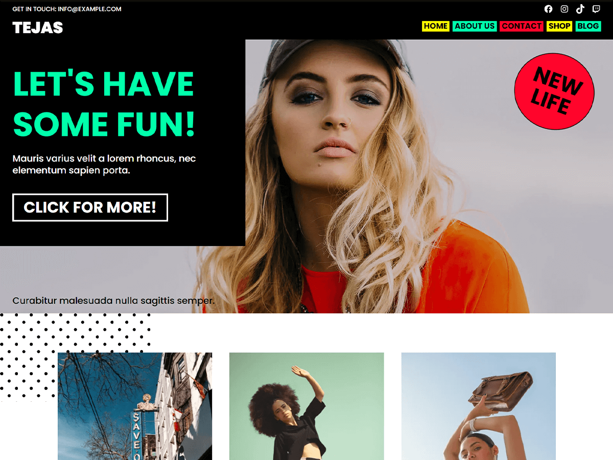tejas theme websites examples