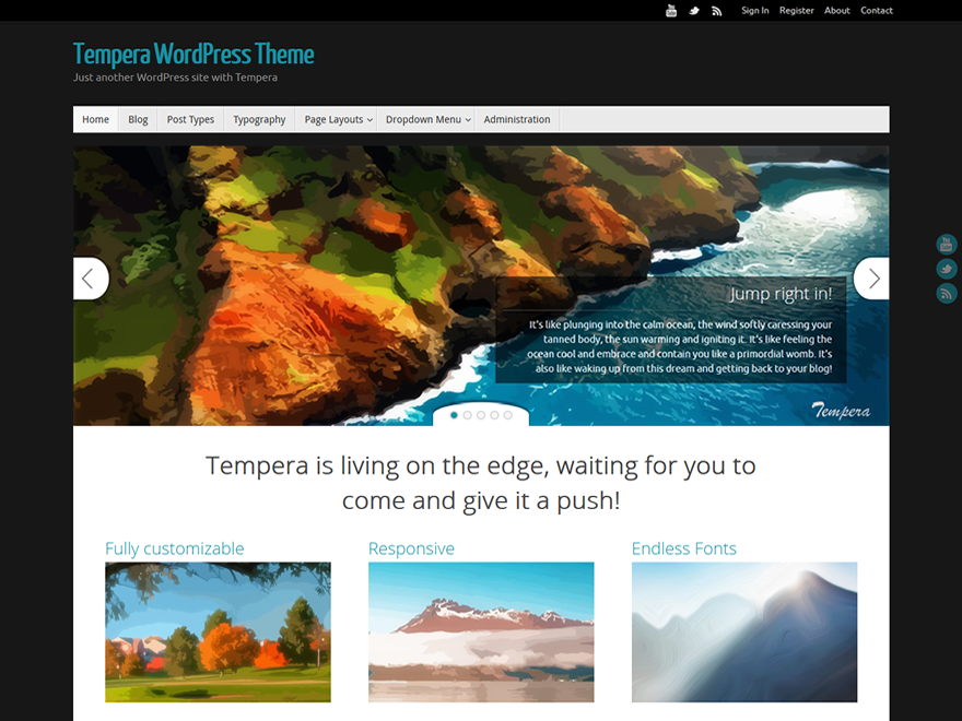 Tempera WordPress theme, websites list used Tempera theme Tempera theme websites examples