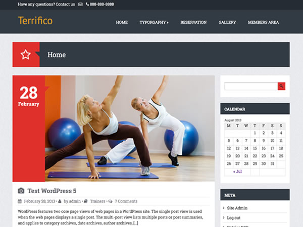 Terrifico website example screenshot