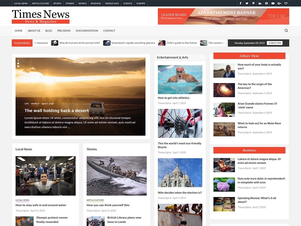TimesNews website example screenshot