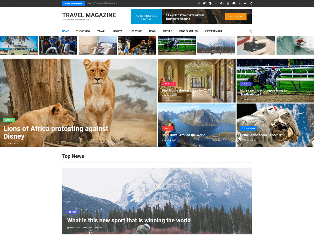 travel-magazine theme websites examples