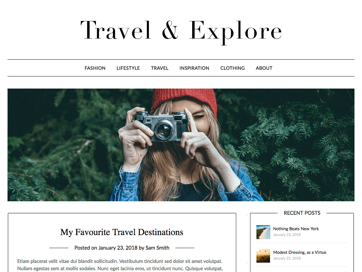 Travel Minimalist Blogger theme websites examples