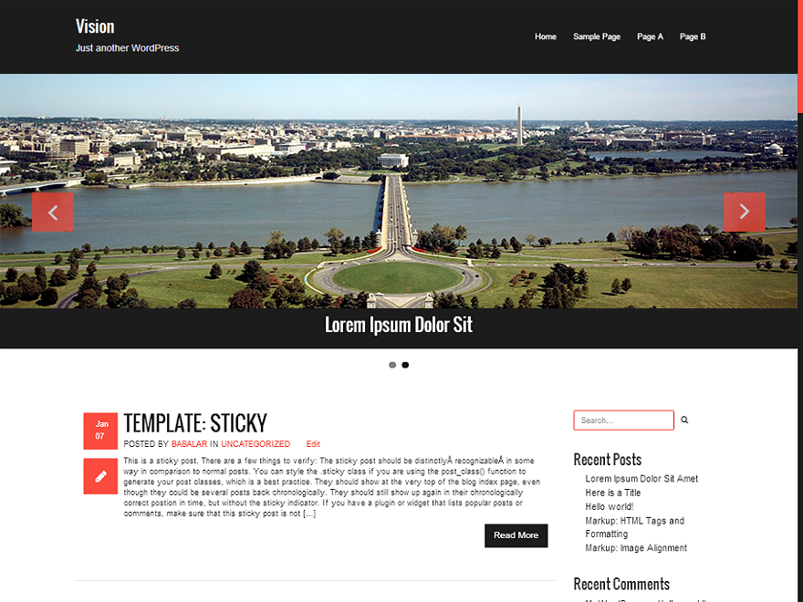 Vision website example screenshot