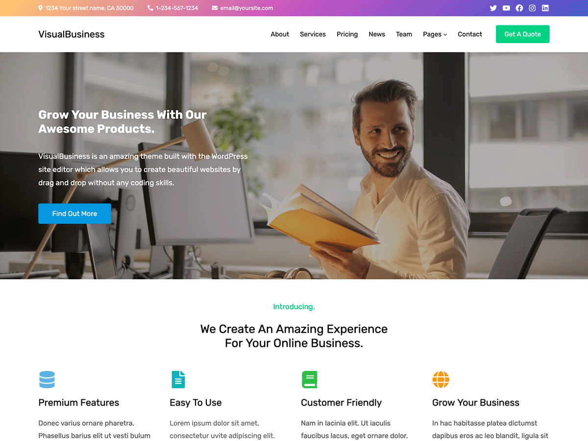 visualbusiness theme websites examples