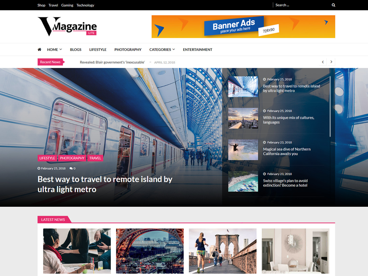 VMagazine Lite website example screenshot