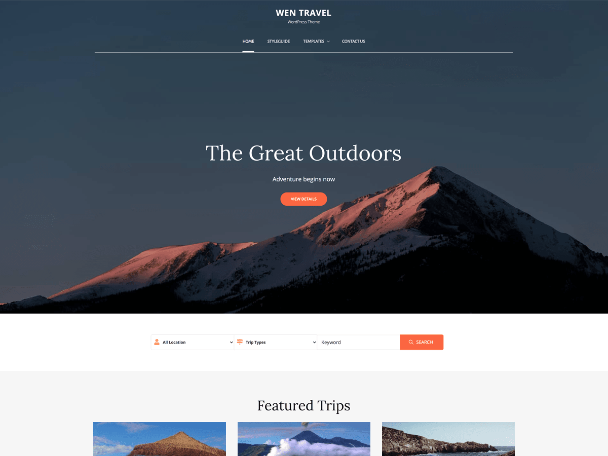 wen-travel theme websites examples