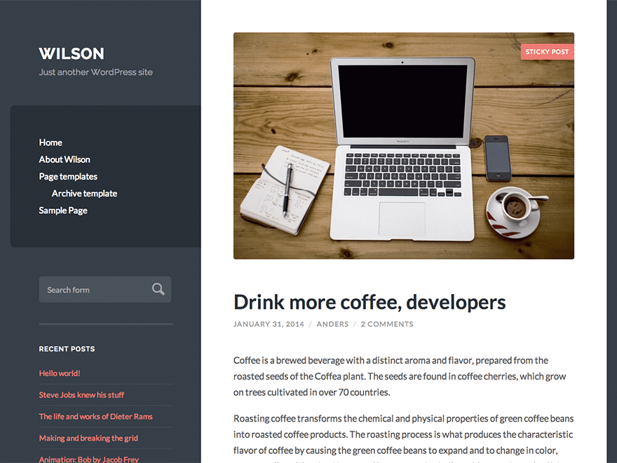Wilson website example screenshot