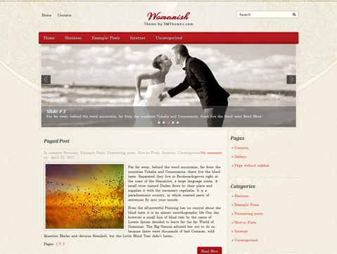 womanish theme websites examples