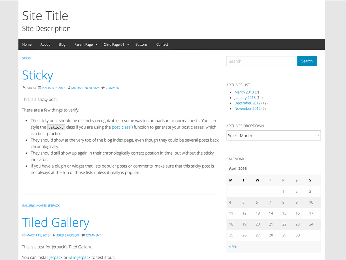 WP-Forge website example screenshot