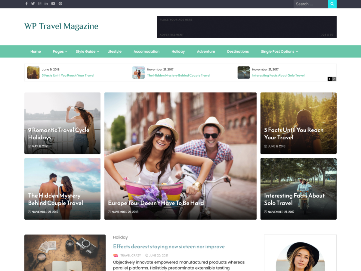 wp-travel-magazine theme websites examples