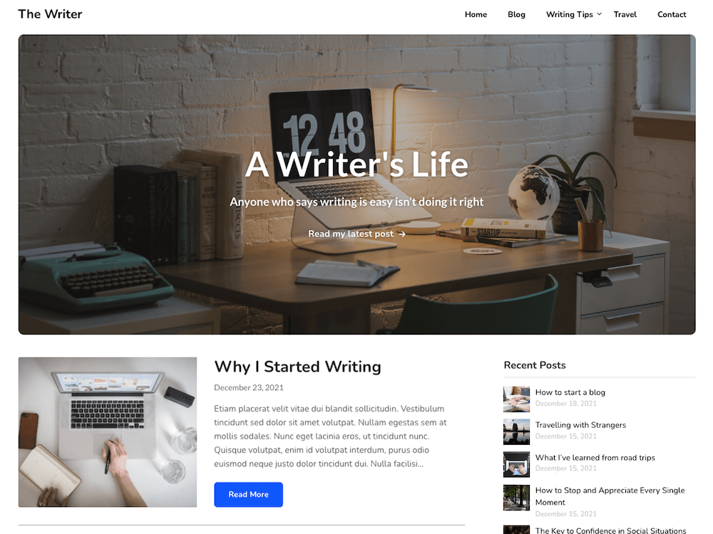 write-n-blog theme websites examples