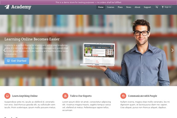 Academy theme site design template sample