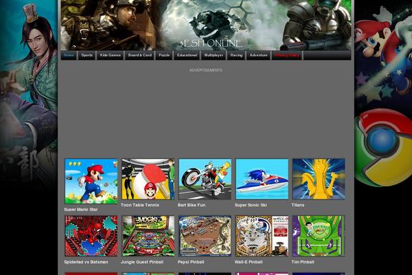 Games theme site design template sample