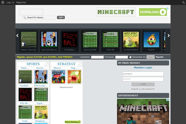 FunGames theme site design template sample