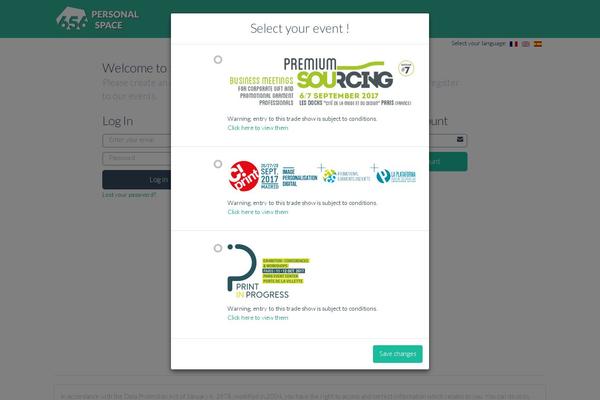 656events.com site used Registration