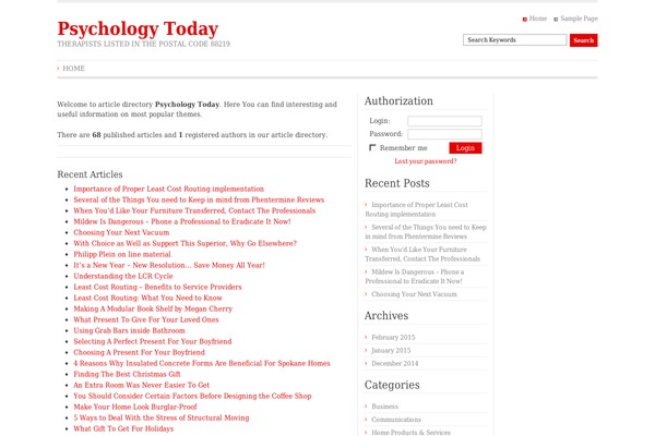 Article Directory theme site design template sample