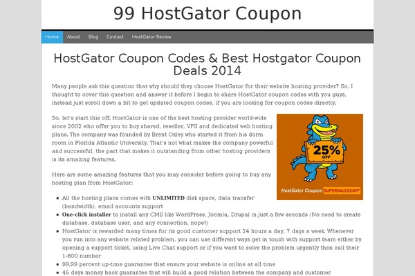 99hostgatorcoupon.com site used Nomadic Child Theme