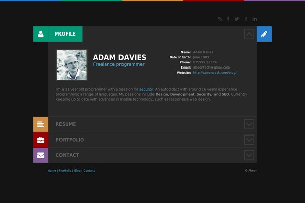 Cv theme site design template sample