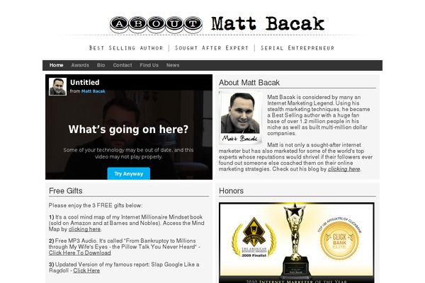 aboutmattbacak.com site used Smallbiz3.7.3