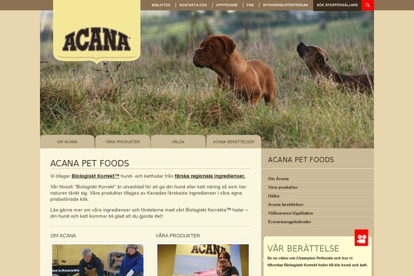 acana.se site used Acana