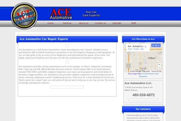 Ace theme site design template sample