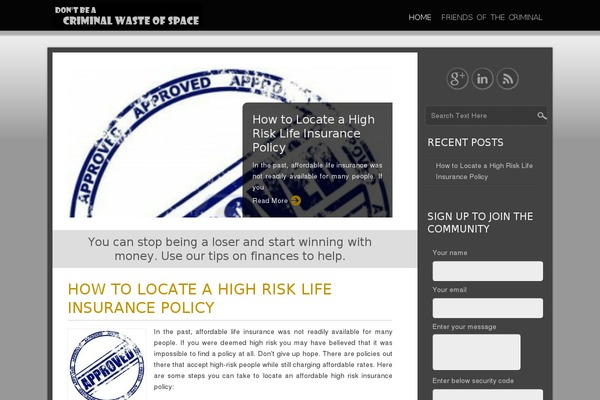 acriminalwasteofspace.net site used Easy