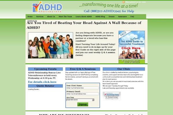 adhdspecialists.com site used Vibrant Cms