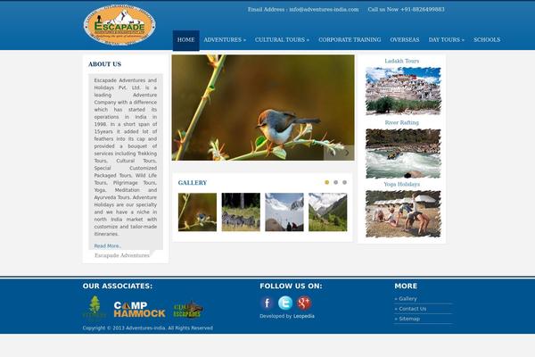 Adventures theme websites examples
