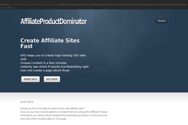 affiliateproductdominator.net site used Inspire